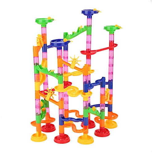 Marmor Run Set, Labyrinth Race Game, pädagogisches STEM Spielzeug, 105pcs + 30 Glas Kugeln, Hobby und Lernen für Mädchen ab 4 Jahre