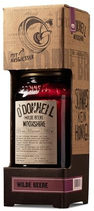 O’Donnell Moonshine Beerenlikör Wilde Beere 700ml + Ausgießer – Fruchtiger Likör mit Himbeere, Brombeere & Traube – 25% Premium Spirituose ohne künstliche Aromen – Made in Berlin