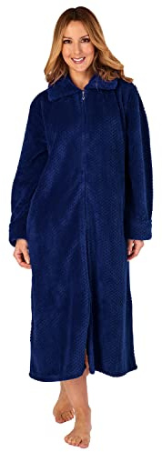 Slenderella Ladies Waffle Zip Dressing Gown HC4326 Navy Large