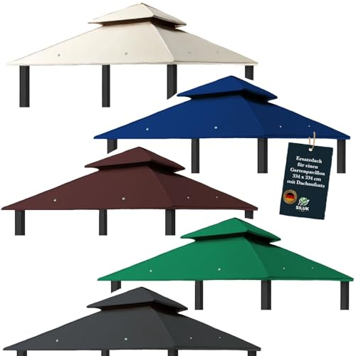 freigarten.de Ersättningstak för paviljong, 334 cm x 334 cm, sand, antik, vattentätt, material: Panama PCV Soft 370 g/m², extra stark modell 10 (marinblått)