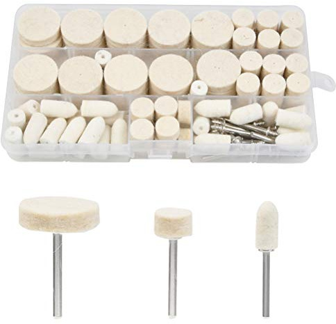 N/A 123Pcs Wool Felt Polishing Discs & Drill Grinder Wheel Set - Brown, Wool, Steel Grit - Compatible with DREMEL, Craftsman, Chicago - For Wood, Jewelry, Metal & Plastic Polishing & Cleaning