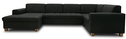 DOMO. collection Wohnlandschaft Sugar, Steppung & U-Form, anthrazit | Longchair links, großzügige Wohnlandschaft mit klassischem Design und eleganter Steppung, 162 x 333 x 199 cm (BxTxH)