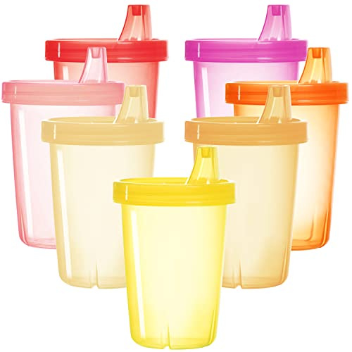 Youngever 7er Pack Kinder Schnabeltassen aus Kunststoff, Schnabeltassen für Säuglinge, Kinder, Kleinkinder in Pink