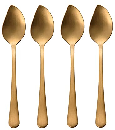 Ensemble de Cuillères en Vrac Cuillère de café créatif cuillère en acier inoxydable en acier inoxydable plaqué or, cuillères d'agitation de glace, cuillère en yogourt poignée courte (doré / 4 pièces)