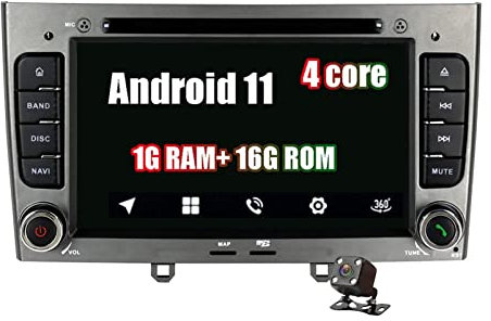PLOKM 7 Pulgadas Android 11 2 DIN Radio de Coche Reproductor de DVD para Peugeot 408 308 GPS Auto Radio Reproductor Multimedia Soporte Carautoplay WiFi OBD2 Dab+ DVR TPMS