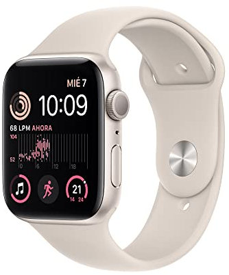 Apple Watch SE (2.ª Gen) (GPS, 44mm) Caja de Aluminio en Blanco Estrella con Correa Deportiva Blanco Estrella, Talla única (Reacondicionado)