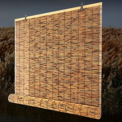 kefu01 Tenda a Rullo in bambù retrò,Avvolgibile Bamboo,Cortina di bambù,Tapparella a Carrucola in Bamboo,Tenda di bambù di Carbonizzazione,con Accessori,per Esterni e Interni (80x140cm/32x55in(WxH))