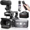OIEXI Caméscope UHD 4K avec zoom numérique 18X, enregistreur d'appareil photo numérique 64 MP, écran tactile rotatif de 4 pouces, carte SD de 64 Go, microphone, télécommande, batterie durable