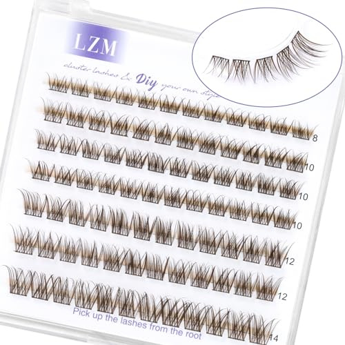 LZM Lash Cluster Wimpern Extensions C Curl Wimpern Einzeln (V16mix) | 8-14mm Natürliche Wimpern Leichte und weiche cluster lashes, Dünnes Band fake lashes, wiederverwendbar künstliche wimpern
