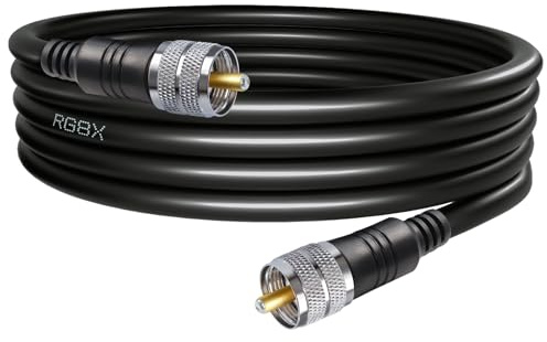 RG8X PL259 Coaxial Cable SO239 UHF CB Antenna Cable Jumper, 6.6FT (2M) Low Loss UHF Male to UHF Male 50 ohm CB Antenna Extension Coax Cable for HAM Radio, SWR Meter, Antenna Analyzer, Dummy Load Ect
