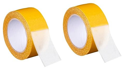 DOITOOL 2rolls Double-sided Carpet Tape Strong Adhesive Rug Tape for Home Decor Crafts and Projects Wide Multi-purpose Use for Rugs Frames and More