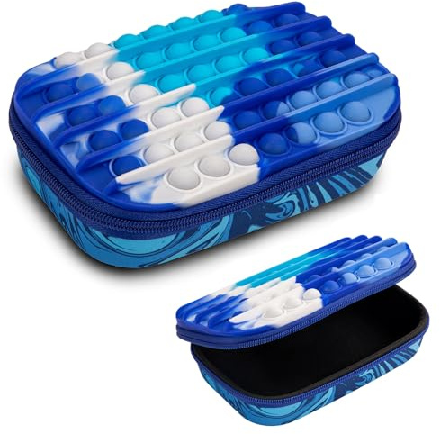 ZIPIT POP Federmäppchen für Jungen, Silikon-Mäppchen mit sensorischer Oberfläche, Großes Etui für die Schule, Blau