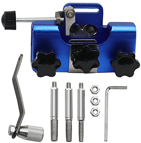 Kettensägenschärfer Kit,Kettenschärfer für Kettensägen,mit 3 Schleifköpfen Handkurbeln Tragbar Sägekettenschärfgerät,Kettensäge Schärfgerät, Kettensäge Schärfen für Alle Arten von Kettensägen,Blau