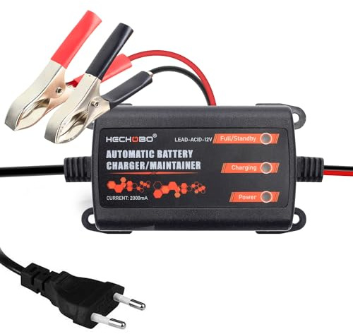 12V 2000mA Versiegelte Blei-Säure-Batterieladegerät(SLA), Erhaltungsladegerät mit Desulfator und Komfortstecker,Erhaltungsladegerät für Motorrad, Rasenmäherbatterien, Autos, Boote, ATVs
