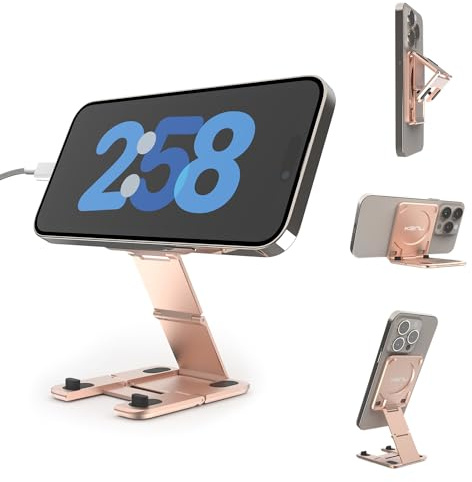 Kenu Stance+ MagSafe Super Gadget 10 en 1, Soporte de trípode magnético, ventilación de Coche + Tablero + Soporte de CD, Soporte para Dedos, Soporte de avión, Palo Selfie, más (Oro Rosa)