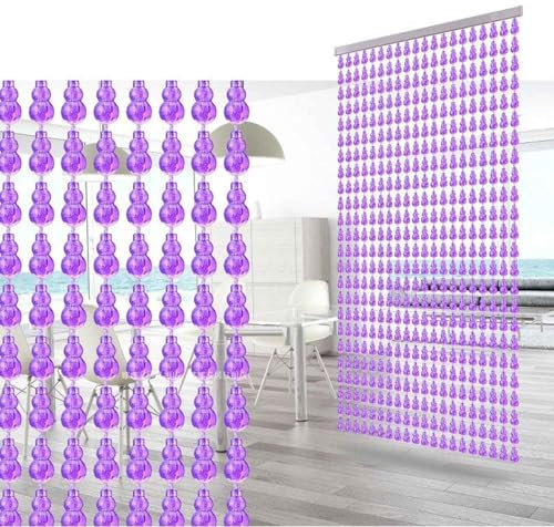 Crystal Beaded Curtain Pink String Curtains Gourd Pendant Decor Room Divider Blind For Window, Hallway Entrance Wall Closet And Bedroom Decor(Purple,3x80x180cm)