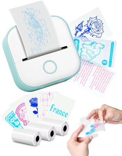 Memoking Mini Drucker für Smartphone - T02 Minidrucker Tragbarer Mini Thermodrucker Tintenloser Aufkleberdrucker Taschendrucker Aufkleber Drucker für Studie, Anatomisches Diagramm, Fotos, Geschenke