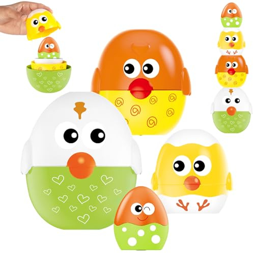 Ancesfun Easter Eggs for Kids, Nesting Dolls Magic Egg Toys, Balance Retro Game and Race Game with 4 PCS Plastic Eggs, Gifts for Girls Boys Baby Toddlers 3-12+