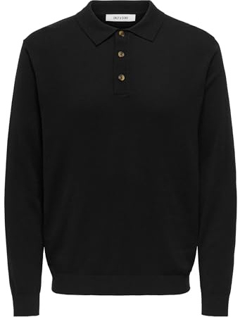 ONLY & SONS Onsloui Reg 12 Ls Mel Polo Knit, svart, L