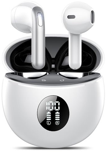 Wireless Earbuds, Ear buds Bluetooth 5.4 Headphones in Ear, 2025 New Bluetooth Earphones with 4 ENC Noise Cancelling Mic, Bass Boost 87%, 50H Ear phones with IP7 Waterproof, Fast Charge, LED Display