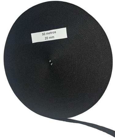 Nastro per tapparelle 20 mm di larghezza 50 m, colore: bianco, beige, grigio, bronzo, nero, corda di ricambio per bobine di tapparelle, resistente ai raggi UV, varie opzioni (nero, 20 mm 50 m)