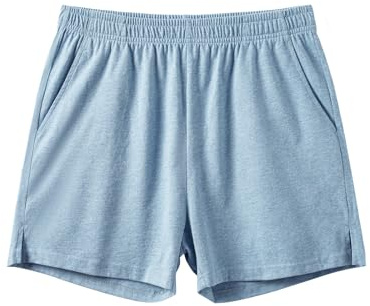 Amy Coulee sovbyxor, män, kort bomull 10 cm, lätta sovshorts, korta pyjamasbyxor med fickor, Himmelsblå, XL