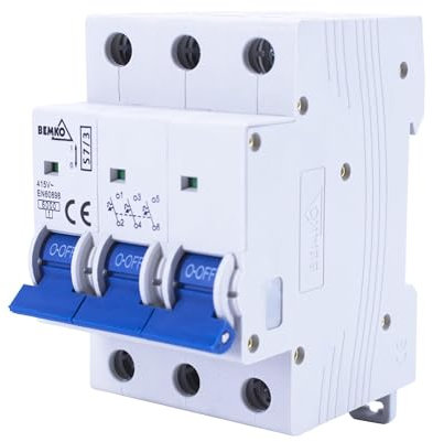 Interruptor automático 3 polos 6A, protección contra sobrecargas, ideal para instalaciones eléctricas y seguridad en circuitos.