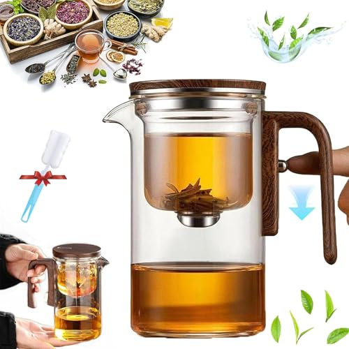 Magische Teekanne mit zwei Teesieb und magnetischer Filtration, Kräuter-Teekanne für Zenpour (600 ml)