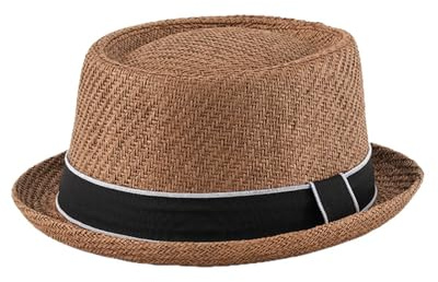 HEYANN Pork Pie Strohhut, Herren Pork Pie Fedora Hüte 58 cm Sommerhut für Männer & Frauen,Bowler Flat Top Sonnenschutz Klassische Hut
