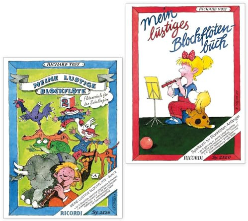 Meine Lustige Blockflöte Band 2 und Spielheft 'Mein Lustiges Blockflötenbuch' (9783931788551, 9783931788544, für deutsche und barocke Griffweise) + Soundman-Notenheft + 2 Notenbleistifte (Starterset)