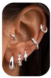Dochais 6Paar Creolen Gold/Silber Ohrringe Gold Creolen Set Hypoallergen Ohrringe 316L edelstahl helix piercings goldschmuck für Damen Frauen Mädchen