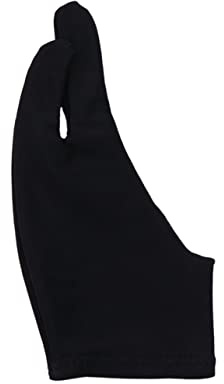 HONITANO 2pcs Artist Two Finger Glove Sketch Drawing Gloves Curved Design Anti-fouling Protective Black Size l for Painting and Graphic Art