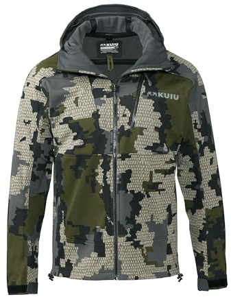 KUIU Axis Hybrid Hooded Jacket – Waterproof Paneling, Wind Resistant, Fleece-Lined Soft Shell for Active Cold Weather Hunting