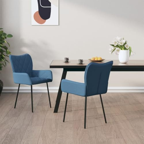 Qnhdfrt Esszimmerstühle 2er Set Blau Stoff Modernes Design Robust und Langlebig mit Metallgestell und Schaumstoffpolsterung für Wohnzimmer und Küche