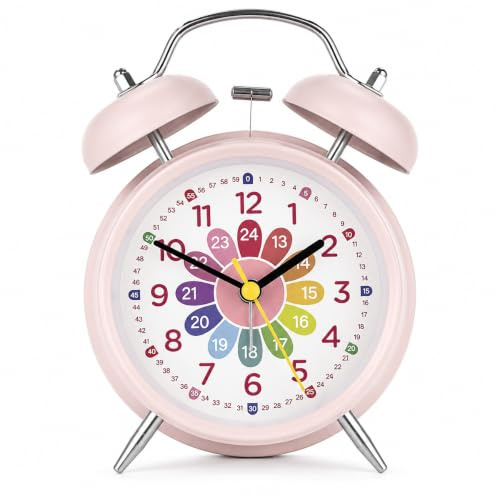 Doppelglockenwecker mit Nachtlicht,Kinderwecker ohne Ticken,Lauter Alarm | Klassischer Lauter Doppelglockenuhr Mit Hintergrundbeleuchtung,Leiser Nachttisch Wecker,Kinderwecker für Jungen und Mädchen