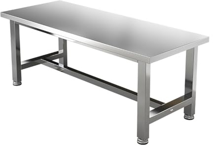 Tavolo da lavoro in acciaio inox resistente, capacità 800 kg, piedini regolabili, telaio ispessito, ideale per garage, officina, casa, ufficio (100 x 80 x 80 cm)