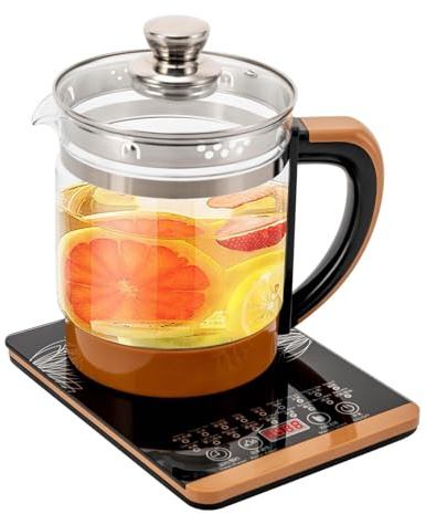 Bollitore elettrico portatile in vetro da 1,8l 800W con controllo della temperatura 12 livelli riscaldamento indipendenti infusore for tè vaporiera for uova tè caffè profumati