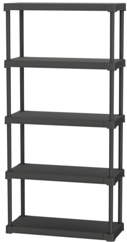 Plana KUNSTSTOFFREGAL – 90 x 40 x 174,5 cm / 5 Böden – kann bis zu 245KG tragen (49kg pro Regalboden). Hergestellt aus 100 % recyceltem Polypropylen.