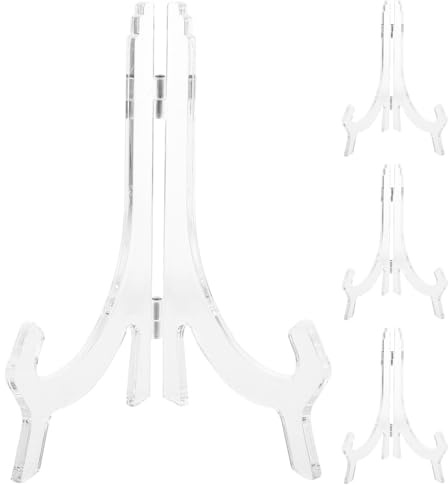 DIYEAH 4 Supporti Trasparenti per espositori: Supporto per Piatti per armadietti - portafoto Trasparente per Piatti artistici, Libri di Musica o Applicazioni di Menu