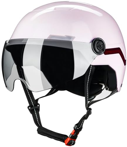 ILM Casque Velo Homme Femme Trotinette Electrique Adulte avec Clignotants à Capteur G Automatique, Alerte de Freinage avec Visiere Homologué NTA-8776, CPSC, CE Modèle MB101L