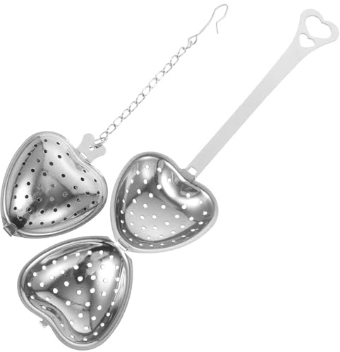 BESPORTBLE 2Pcs Stainless Steel Heart-Shaped Tea Infuser with Chain Professional Tea Leaf Strainer and for Loose Leaf Brewing and