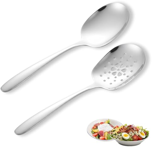 Lange Löffel Edelstahl Servierlöffel, Vorlegelöffel Gemüselöffel Serving Spoon, 2 Stück Lange Löffel Mit Ausgießer, 304 Edelstahl Servierlöffel Edelstahl ﻿
