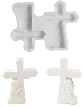 PANGBOER Stampo in silicone per candele e sapone, a forma di croce con disegno di un ragazzo e una ragazza, decorazione per la casa ed eventi