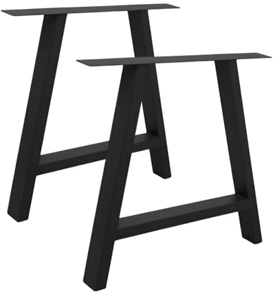 Gedotec 2 Tischbeine A-Form, schwarzes Metall 710 x 580 mm, Tischkufe im Industriedesign, Tischgestell aus Stahl für Esstisch Schreibtisch oder DIY Möbel, mit Filzgleiter