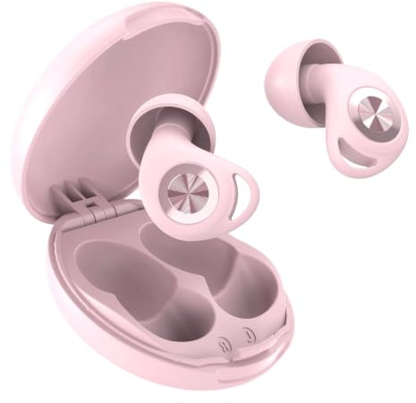 Ear Plugs for Sleep, 45dB Noise Cancelling Earplugs Hearing Protection for Sleep, Concentration, Travel, Work, Concerts, Ultra Comfortable Reusable Silicone Ear Plugs, 8 Tips(XS/S/M/L) & Case(Pink)