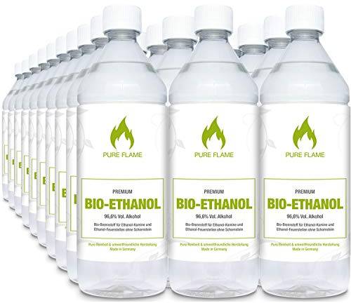 Bioethanol 96,6% 30 x 1L Flaschen zum handlichen Gebrauch - Reinheit, Qualität, Sicherheit & nachhaltige Herstellung - Made in Germany
