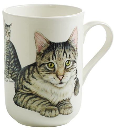 Maxwell & Williams PB0712 Kaffee-Tasse 330 ml rund – Pets – Bone China Porzellan Weiß, Geschenkbox – Kurzhaar Katze