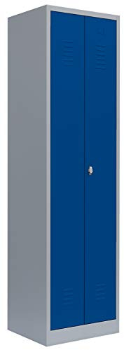 Lüllmann Stahl-Kleiderspind 180x60x50cm 2-türig blau 510421 | komplett montiert, Spindschrank, mittig schließend