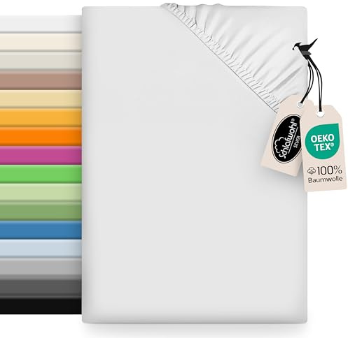 SCHLAFWOHL SILVER® Spannbettlaken - 100% Baumwolle - Viele Farben & Größen | Waschbar bei 60° - Hautfreundlich, weich & atmungsaktiv - Oeko-Tex zertifiziert - Bettlaken Spannleintuch - 30 cm Steghöhe