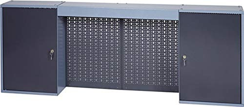 Werkzeugschrank H600xB1600xT190mm, anthrazit, 4 Lochrückwände, 2 Türen